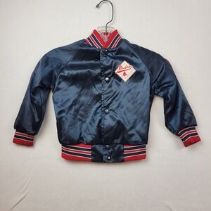 Vintage Chalk Line‎ Boston Red Sox Satin Bomber Jacket Blue Red Size 4 Toddler